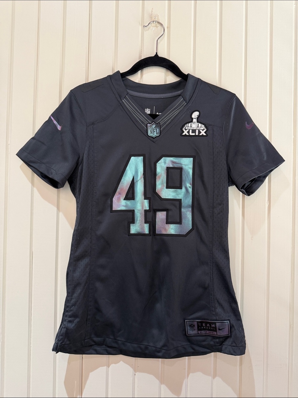 Nike Black Women's NFL Jersey with Iridescent Teal-Purple Numbers